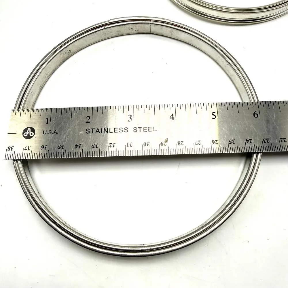 Lot of 2 Vintage Embroidery Hoops 5 6 Inch Round Metal Cork Lined Spring Tension